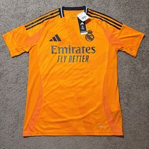 New Adidas Real Madrid Soccer Jersey Mens Medium Orange 2024-25 Away Kit NWT